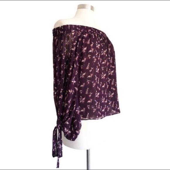 NWOT Misa purple floral off the shoulder blouse - Picture 2 of 6